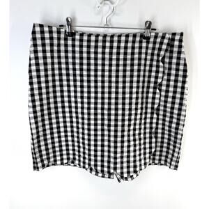 Talbots Skort Black White Gingham Check Scalloped Edge Wrap Size 12 Shorts